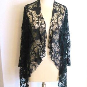 Crochet Lace Open Front Cardigan